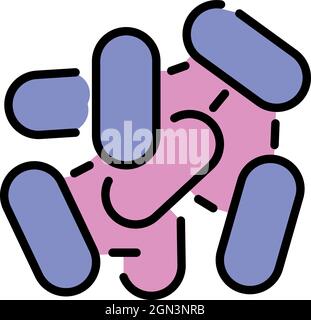 Intestinal bacteria icon. Outline intestinal bacteria vector icon color flat isolated Stock Vector