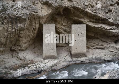 Ushkaloye towers on the Argun River. Republic of Chechnya. Russia ...