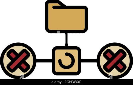 Folder network firewall icon. Outline folder network firewall vector icon color flat isolated Stock Vector