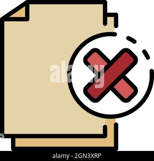 Not secured documents icon. Outline not secured documents vector icon color flat isolated Stock Vector