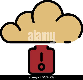 Cloud data key icon. Outline cloud data key vector icon color flat isolated Stock Vector