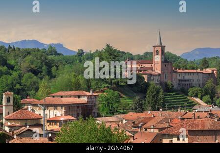 aerial view of ancient village in the woods.Castiglione Olona, Lombardy, Italy Stock Photo
