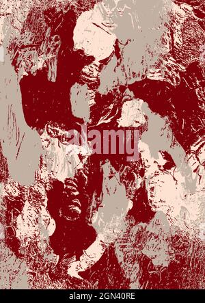 Digital Abstract Illustration - Waves and Movement - Fluid Design - Two Colors Red and Beige Stock Vector