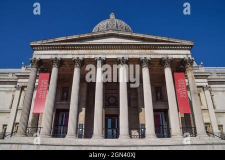 The National Gallery exterior, Trafalgar Square. London, United Kingdom 22 September 2021. Stock Photo