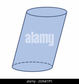 Oblique Cylinder geometric shape isolated on white background Stock Vector