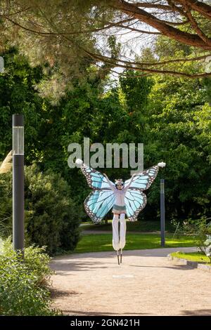 Frankfurt - Main, Germany - September 13th 2021: A german photographer visiting the so called Palmengarten, a botanical garden at a sunny day. Stock Photo