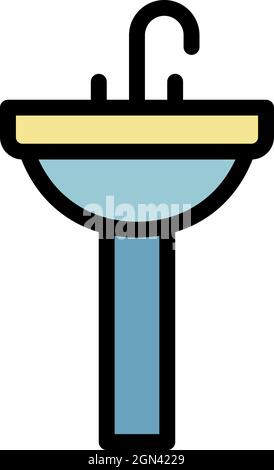 Basin icon. Outline basin vector icon color flat isolated Stock Vector