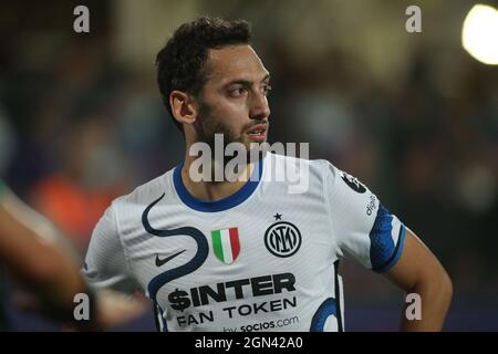 Florence, Italy. 22nd Sep, 2021. FLORENCE, Italy - 21.09.2021: CALHANOGLU (INTER) in action during the Serie A Italian football match between ACF FIORENTINA VS INTER FC at Artemio Franchi stadium in Florence on September 21st, 2021. Credit: Independent Photo Agency/Alamy Live News Stock Photo