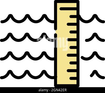 Water flood icon. Outline water flood vector icon color flat isolated Stock Vector