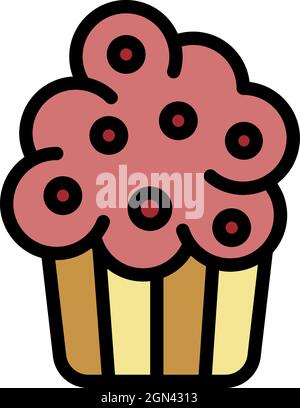 Cream cupcake icon. Outline cream cupcake vector icon color flat isolated Stock Vector