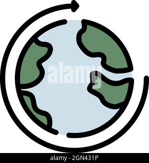Global education icon. Outline global education vector icon color flat isolated Stock Vector