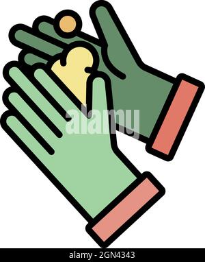 Hands wash icon. Outline hands wash vector icon color flat isolated Stock Vector