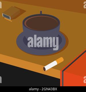 Illustration vector design of a cup of coffee retro style Stock Vector