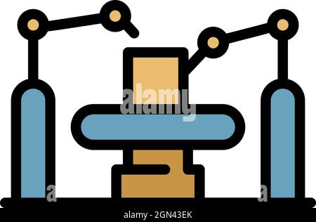 Industry assembly line icon. Outline industry assembly line vector icon color flat isolated Stock Vector