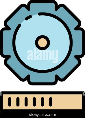 Update gear process icon. Outline update gear process vector icon color flat isolated Stock Vector