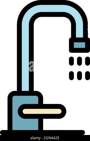 Metal faucet icon. Outline metal faucet vector icon color flat isolated Stock Vector