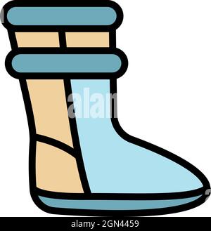 Woman ugg boot icon. Outline woman ugg boot vector icon color flat isolated Stock Vector