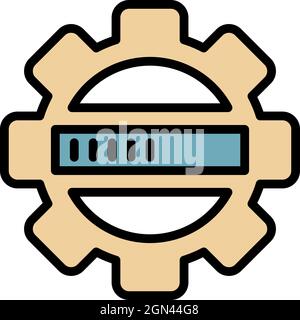 Update security process icon. Outline update security process vector icon color flat isolated Stock Vector