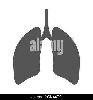 Lungs human respiratory organ, silhouette respiratory tract lungs Stock Vector