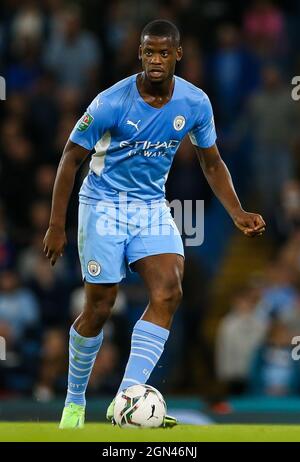 Manchester City's Luke Mbete during the Carabao Cup third round match at the Etihad Stadium, Manchester. Picture date: Tuesday September 21, 2021. Stock Photo