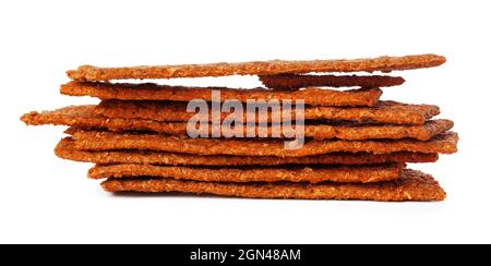 Dried bread crisps isolated on white background Stock Photo