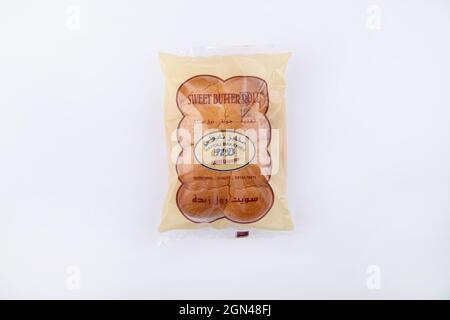 sweet butter roll buns  on white background. Stock Photo