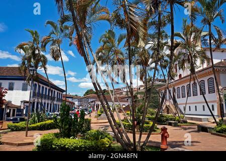 SERRO, MINAS GERAIS, BRAZIL - JANUARY 21, 2019: View from the central square in historical city of Serro Stock Photo