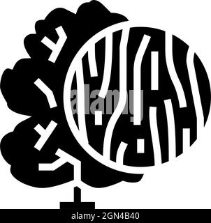 ash wood glyph icon vector illustration Stock Vector