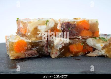 Pihtije - serbian traditional dish - aspic with pork meat and vegetables Stock Photo