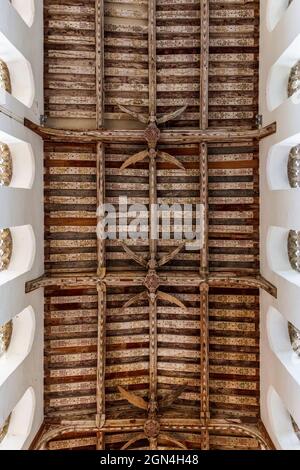 The decorated wooden ceiling of Holy Trinity church in the village of Blythburgh, Suffolk, England Stock Photo