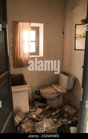 Remains of toilet of abandoned building of the gold mines of Rodalquilar village in Almeria province, Andalusia community, Spain. Stock Photo