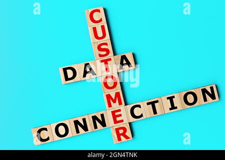 data customer connection crossword concept Stock Photo