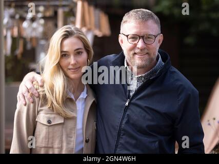 Film producer and Director, Guy Ritchie, with his wife, model, Jacqui Ainsley at the RHS Chelsea Flower Show. Stock Photo