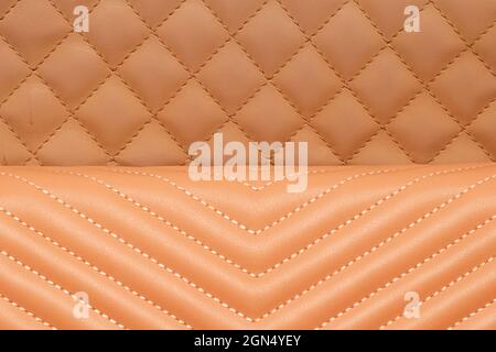 Shades of beige leather material texture patterns background Stock Photo