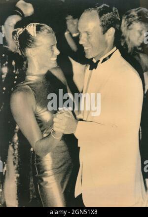 Prince Albert II of Monaco dancing with his sister Princess Stephanie, 1989 Stock Photo