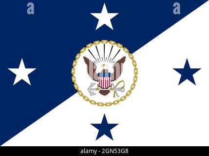 Minsk, Belarus - May, 2021: Top view of flag of United States Chief of Naval Operations, no flagpole. Plane design, layout. Flag background. Stock Photo