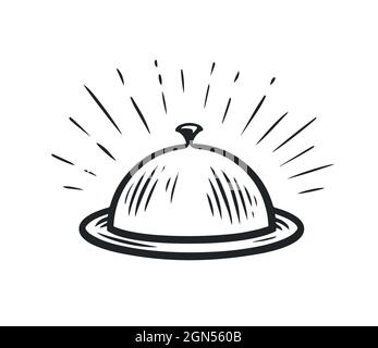 Tray with lid for hot dishes icon. Dinner, restaurant symbol. Vector illustration Stock Vector