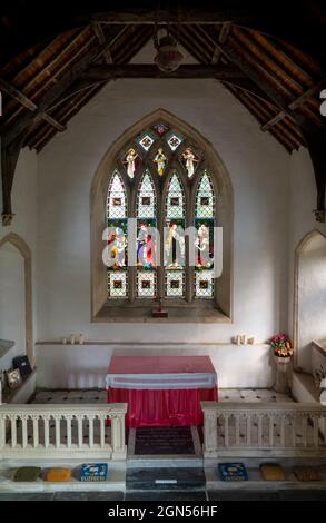 Stained Glass window,  St Peter's Church, Dunton, Norfolk Stock Photo