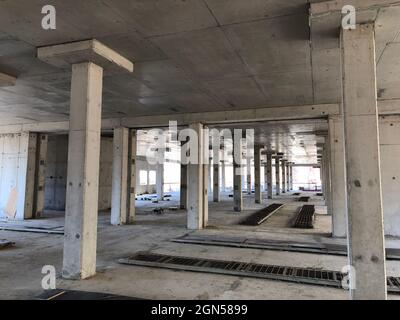 Reinforced concrete pillars and ceiling slab Stock Photo