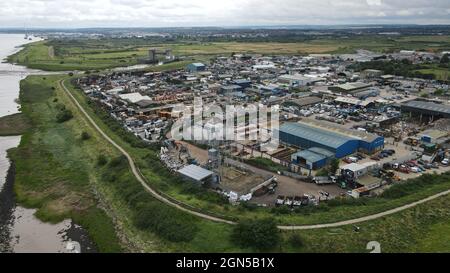 Creekmouth Dagenham industrial estate Essex drone shot Stock Photo