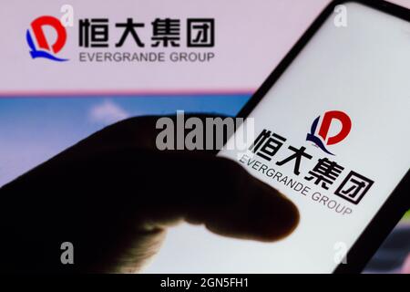 Brazil. 22nd Sep, 2021. In this photo illustration the Evergrande Group logo seen displayed on a smartphone. (Photo by Rafael Henrique/SOPA Images/Sipa USA) Credit: Sipa USA/Alamy Live News Stock Photo