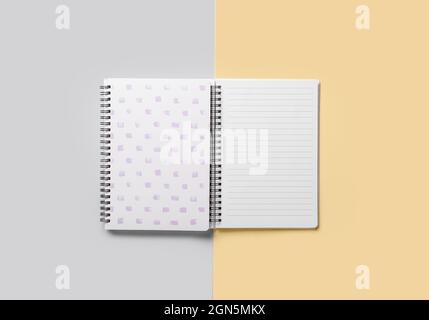 Stylish notebooks on color background Stock Photo