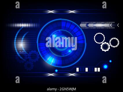 graphics design circle style cog glow abstract background blue color tone concept technology futuristic vector illustration Stock Vector