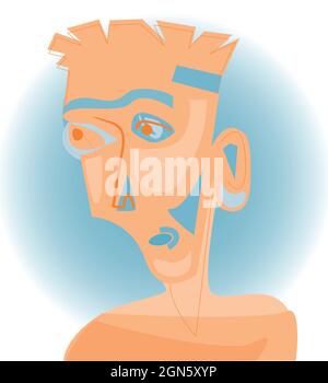Portrait of a boy in the style of cubism. Eps 10 Stock Vector