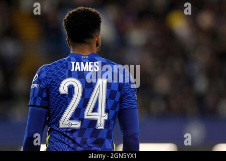 London, UK. 22nd Sep, 2021. Reece James of Chelsea during the EFL Carabao Cup Third Round match between Chelsea and Aston Villa at Stamford Bridge, London, England on 22 September 2021. Photo by Carlton Myrie. Editorial use only, license required for commercial use. No use in betting, games or a single club/league/player publications. Credit: UK Sports Pics Ltd/Alamy Live News Stock Photo