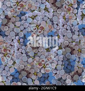 seamless pattern with densely lying bunches of Isabella grapes Stock Vector