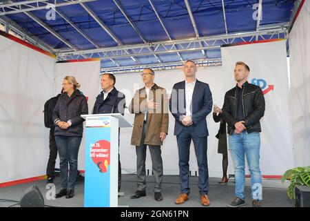 Alice Weidel,Tino Chrupalla,Jörg Urban,Sebastian Wippel,Jonas Dünzel bei einer Wahlkampfveranstaltung der AfD auf dem Marienplatz. Görlitz, 22.09.2021 Stock Photo