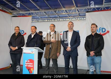 Alice Weidel,Tino Chrupalla,Jörg Urban,Sebastian Wippel,Jonas Dünzel bei einer Wahlkampfveranstaltung der AfD auf dem Marienplatz. Görlitz, 22.09.2021 Stock Photo