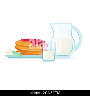 Healthy and nutritious breakfasts, food, vector illustration in flat style Stock Vector