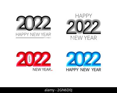 happy new year 2022. set logos for cards. modern geometric the number for 2022. Stock Vector